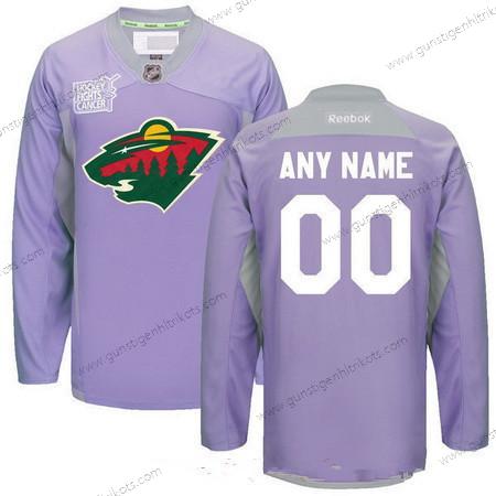 Herren Minnesota Wild Personalisiertes Reebok Hockey Bekämpft Krebs Praxis Trikots – Lila Rosa