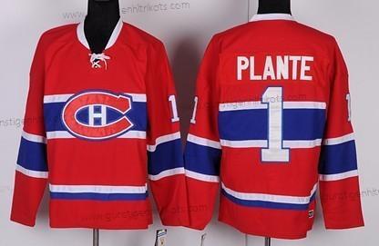 Herren Montreal Canadiens #1 Jacques Plante Retro CCM Trikots – Rot