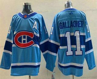 Herren Montreal Canadiens #11 Brendan Gallagher 2022 Rückseite Retro Strickerei Trikots – Blau