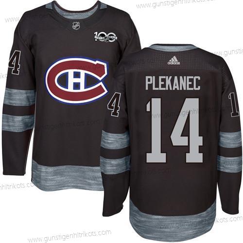 Herren Montreal Canadiens #14 Tomas Plekanec 1917-2017 100th Jahrestag Strickerei NHL Trikots – Schwarz