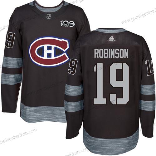 Herren Montreal Canadiens #19 Larry Robinson 1917-2017 100th Jahrestag Strickerei NHL Trikots – Schwarz