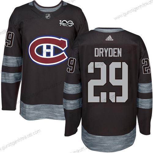 Herren Montreal Canadiens #29 Ken Dryden 1917-2017 100th Jahrestag Strickerei NHL Trikots – Schwarz