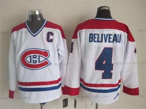 Herren Montreal Canadiens #4 Jean Beliveau CCM Vintage Trikots – Weiß