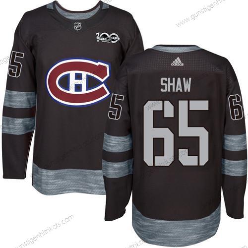 Herren Montreal Canadiens #65 Andrew Shaw 1917-2017 100th Jahrestag Strickerei NHL Trikots – Schwarz