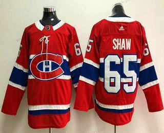 Herren Montreal Canadiens #65 Andrew Shaw 2017-2018 Hockey Strickerei NHL Trikots – Rot