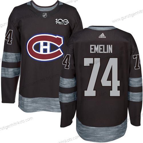 Herren Montreal Canadiens #74 Alexei Emelin 1917-2017 100th Jahrestag Strickerei NHL Trikots – Schwarz