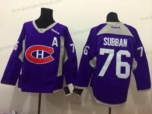 Herren Montreal Canadiens #76 P.K. Subban Charcoal 2014 Training Trikots – Lila