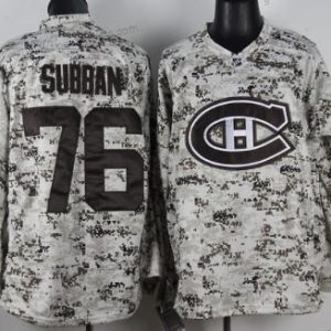 Herren Montreal Canadiens #76 P.K. Subban Trikots – Weiß Tarnfarbe