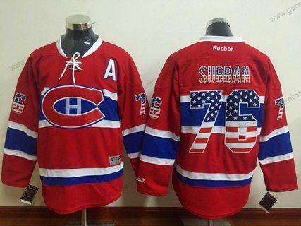 Herren Montreal Canadiens #76 Pk Subban USA Flag Hockey Trikots – Rot