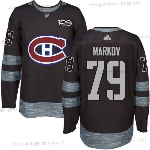 Herren Montreal Canadiens #79 Andrei Markov 1917-2017 100th Jahrestag Strickerei NHL Trikots – Schwarz