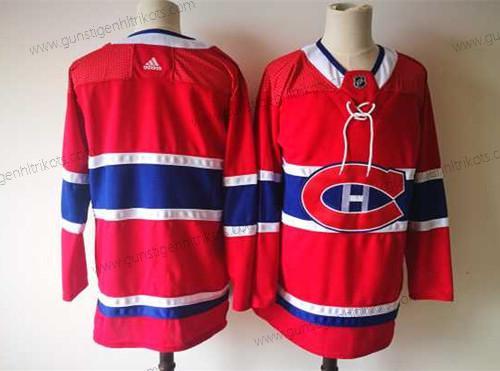 Herren Montreal Canadiens Leer 2017-2018 Hockey Strickerei NHL Trikots – Rot