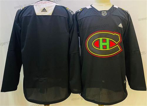 Herren Montreal Canadiens Leer 2022 Warm Up History Night Strickerei Trikots – Schwarz