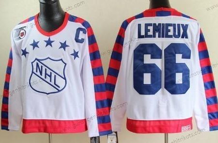 Herren NHL 1992 All-Star #66 Marrio Lemieux 75Th Retro CCM Trikots – Weiß