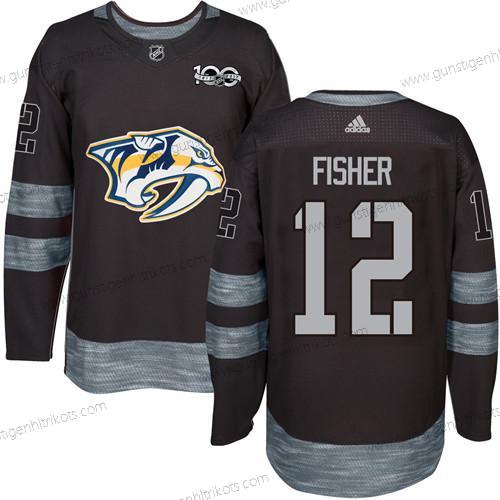 Herren Nashville Predators #12 Mike Fisher 1917-2017 100th Jahrestag Strickerei NHL Trikots – Schwarz