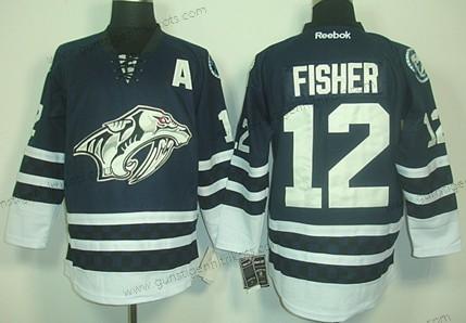 Herren Nashville Predators #12 Mike Fisher Ausweichtrikot Trikots – Blau