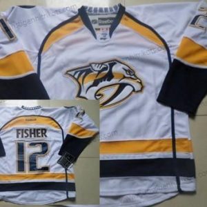 Herren Nashville Predators #12 Mike Fisher Trikots – Weiß