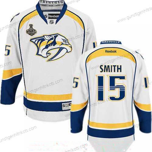 Herren Nashville Predators #15 Craig Smith 2017 Stanley Cup Finals Patch Strickerei NHL Reebok Hockey Trikots – Weiß