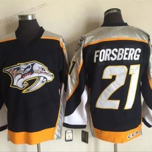 Herren Nashville Predators #21 Filip Forsberg 1998-99 Strickerei NHL CCM Vintage Hockey Trikots – Marineblau Blau