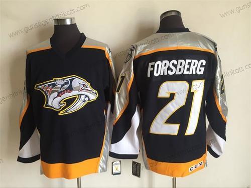 Herren Nashville Predators #21 Filip Forsberg 1998-99 Strickerei NHL CCM Vintage Hockey Trikots – Marineblau Blau