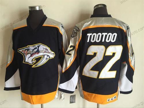 Herren Nashville Predators #22 Jordin Tootoo 1998-99 Strickerei NHL CCM Vintage Hockey Trikots – Marineblau Blau