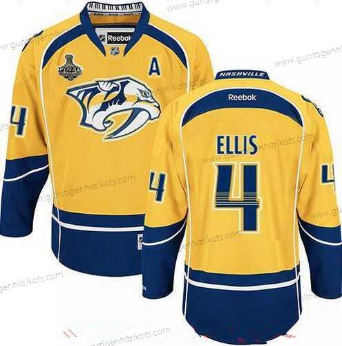 Herren Nashville Predators #4 Ryan Ellis 2017 Stanley Cup Finals A Patch Strickerei NHL Reebok Hockey Trikots – Gelb