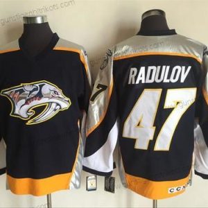 Herren Nashville Predators #47 Alexander Radulov 1998-99 Strickerei NHL CCM Vintage Hockey Trikots – Marineblau Blau