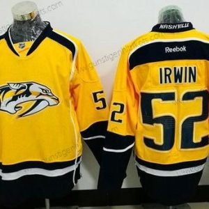 Herren Nashville Predators #52 Matt Irwin Heimtrikots Strickerei NHL Reebok Hockey Trikots – Gelb