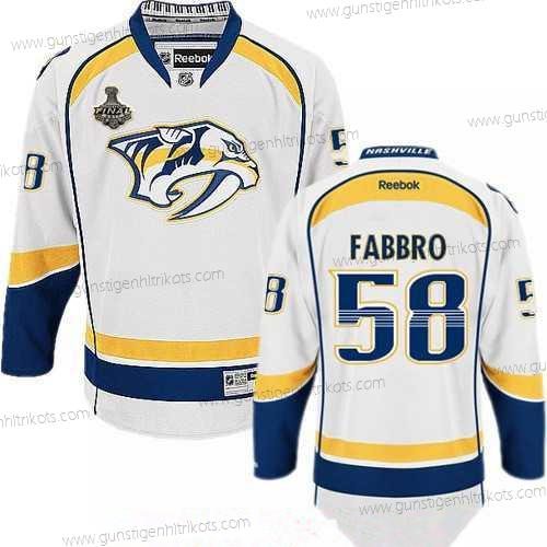 Herren Nashville Predators #58 Dante Fabbro 2017 Stanley Cup Finals Patch Strickerei NHL Reebok Hockey Trikots – Weiß