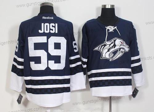 Herren Nashville Predators #59 Roman Josi Ausweichtrikot Strickerei NHL Reebok Hockey Trikots – Marineblau Blau