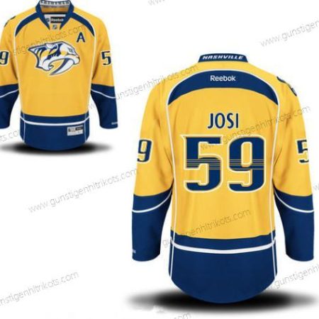 Herren Nashville Predators #59 Roman Josi Heimtrikots A Patch Strickerei NHL Reebok Hockey Trikots – Gelb