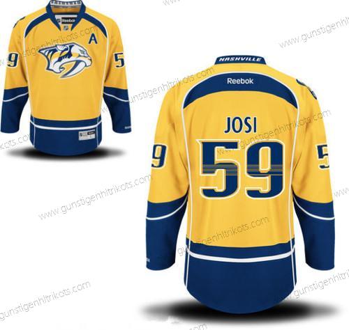 Herren Nashville Predators #59 Roman Josi Heimtrikots A Patch Strickerei NHL Reebok Hockey Trikots – Gelb