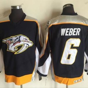 Herren Nashville Predators #6 Shea Weber 1998-99 Strickerei NHL CCM Vintage Hockey Trikots – Marineblau Blau