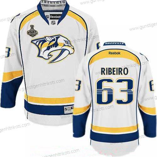 Herren Nashville Predators #63 Mike Ribeiro 2017 Stanley Cup Finals Patch Strickerei NHL Reebok Hockey Trikots – Weiß