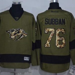 Herren Nashville Predators #76 P. K. Subban Salute to Service Strickerei NHL Reebok Hockey Trikots – Grün