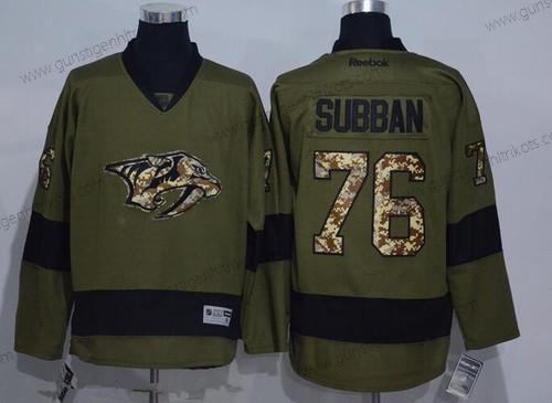 Herren Nashville Predators #76 P. K. Subban Salute to Service Strickerei NHL Reebok Hockey Trikots – Grün