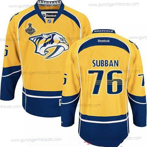 Herren Nashville Predators #76 P.K. Subban 2017 Stanley Cup Finals Patch Strickerei NHL Reebok Hockey Trikots – Gelb