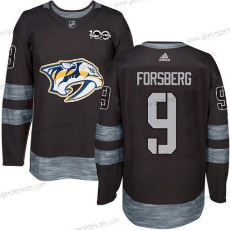 Herren Nashville Predators #9 Filip Forsberg 1917-2017 100th Jahrestag Strickerei NHL Trikots – Schwarz