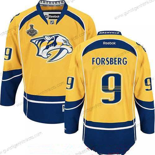 Herren Nashville Predators #9 Filip Forsberg 2017 Stanley Cup Finals Patch Strickerei NHL Reebok Hockey Trikots – Gelb