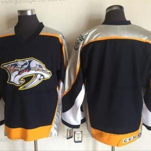 Herren Nashville Predators Leer 1998-99 Strickerei NHL CCM Vintage Hockey Trikots – Marineblau Blau