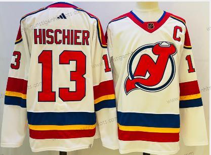 Herren New Jersey Devils #13 Nico Hischier 2022 Rückseite Retro Authentisch Trikots – Weiß