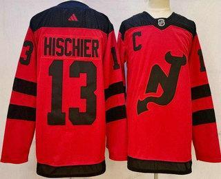 Herren New Jersey Devils #13 Nico Hischier 2024 Stadium Series Authentisch Trikots – Rot