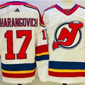 Herren New Jersey Devils #17 Yegor Sharangovich 2022 Rückseite Retro Authentisch Trikots – Weiß