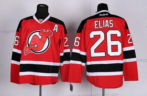 Herren New Jersey Devils #26 Patrik Elias With Trikots – Rot Schwarz