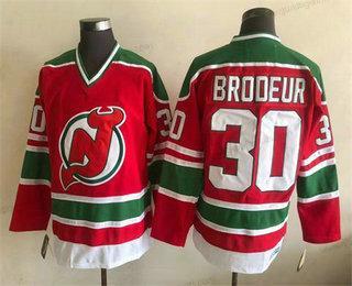 Herren New Jersey Devils #30 Martin Brodeur Trikots – Rot Grün