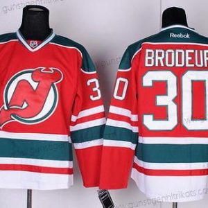 Herren New Jersey Devils #30 Martin Brodeur With Trikots – Rot Grün