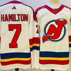 Herren New Jersey Devils #7 Dougie Hamilton 2022 Rückseite Retro Authentisch Trikots – Weiß