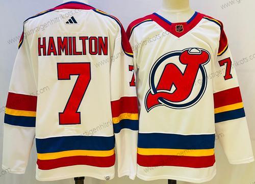 Herren New Jersey Devils #7 Dougie Hamilton 2022 Rückseite Retro Authentisch Trikots – Weiß