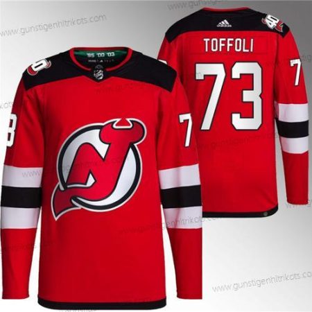 Herren New Jersey Devils #73 Tyler Toffoli Strickerei Trikots – Rot