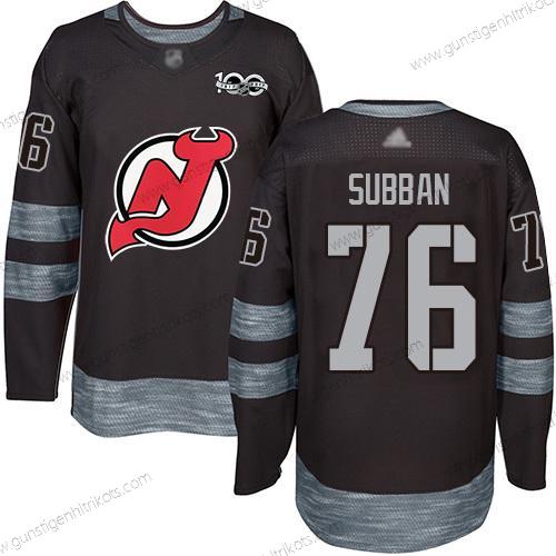 Herren New Jersey Devils #76 P. K. Subban 1917-2017 100th Jahrestag Strickerei Hockey Trikots – Schwarz