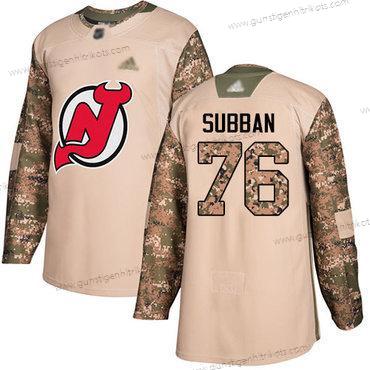 Herren New Jersey Devils #76 P. K. Subban Authentisch 2017 Veterans Day Strickerei Hockey Trikots – Tarnfarbe